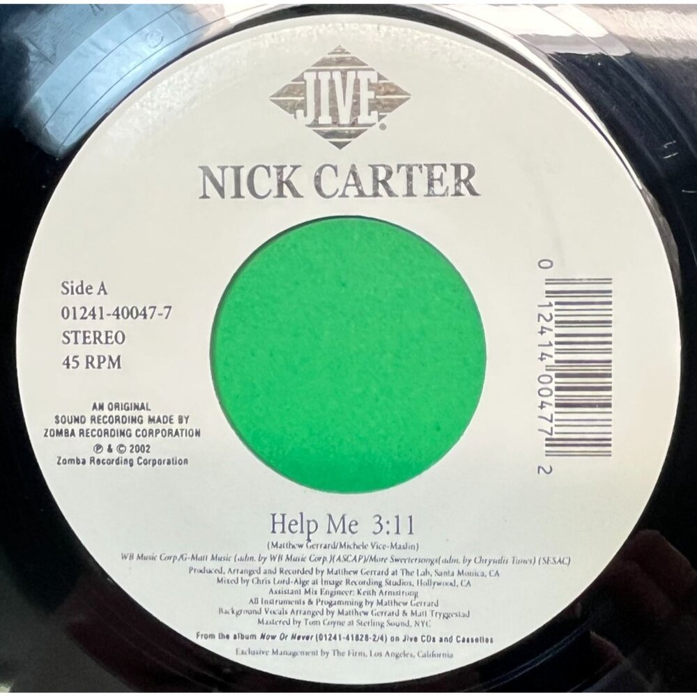 Nick Carter Help Me 45 Pop Vinyl 2002 Jive Records from Now or Never LP